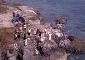 Local residents and St. George's Town Crier wave goodbye to the Zenith